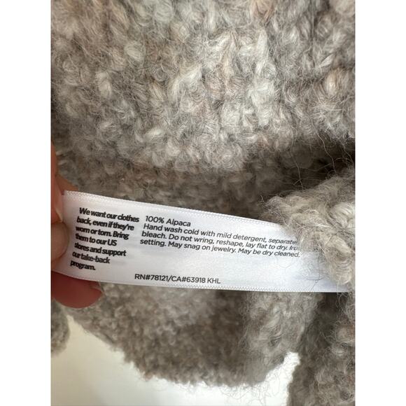 Eileen Fisher Alpaca Loop Knit Turtleneck Sweater in Beige - Women's Medium - Picture 5 of 8